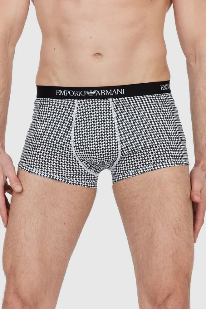 EMPORIO ARMANI Czarne bokserki w pepitkę 3 pack