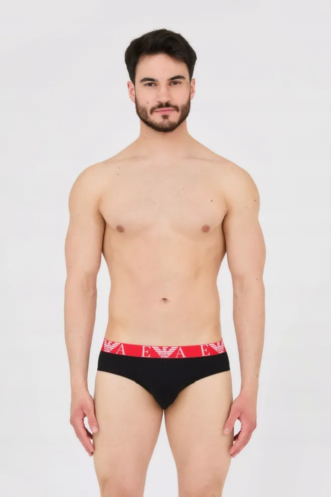 EMPORIO ARMANI Black, white, red briefs