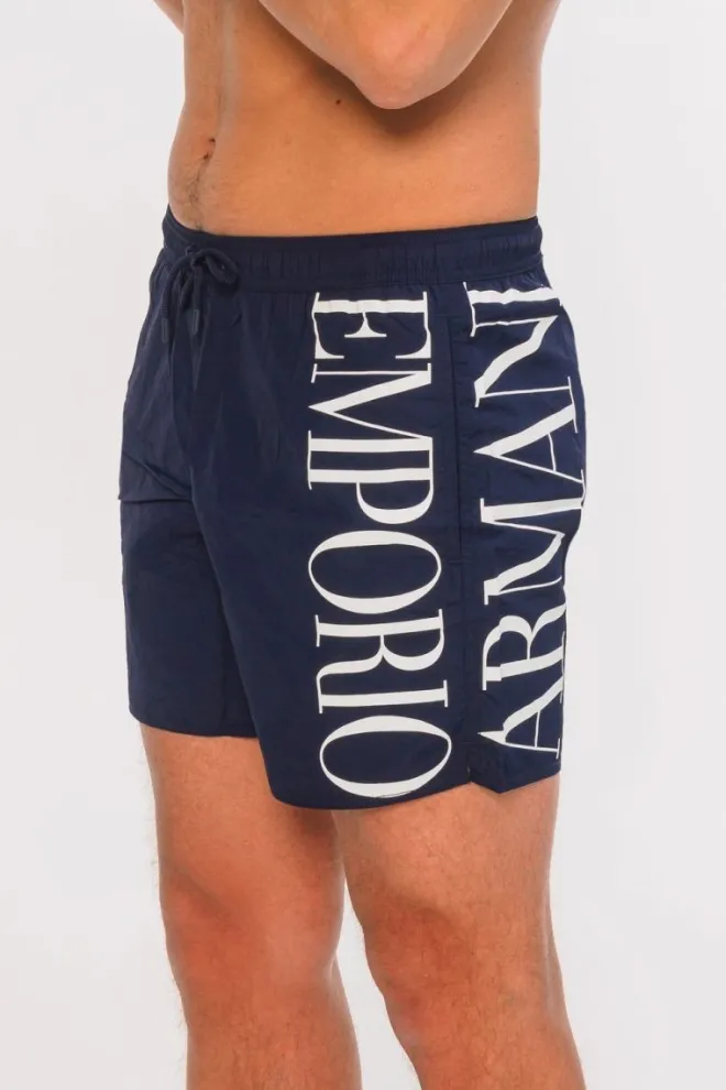 EMPORIO ARMANI Granatowe szorty kąpielowe z białym logo