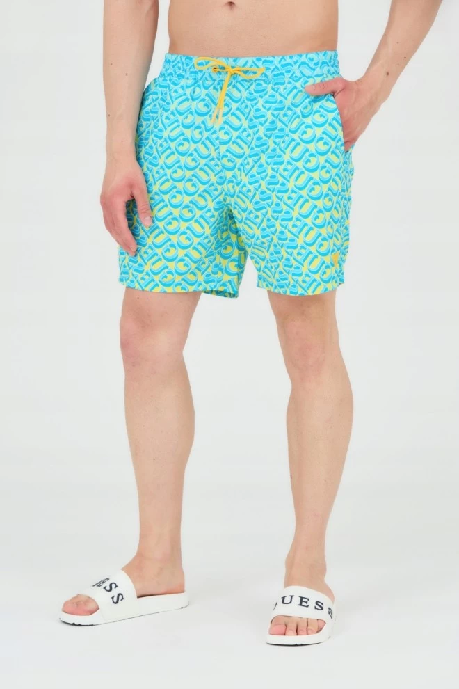 GUESS Swim shorts blue and yellow