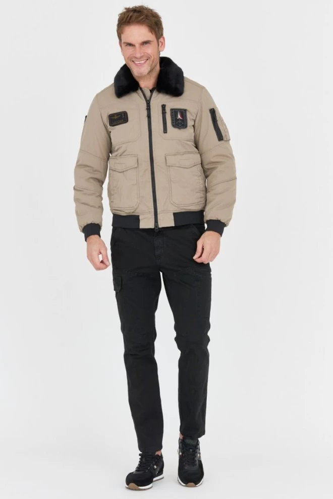 AERONAUTICA MILITARE Czarne spodnie bojówki męskie