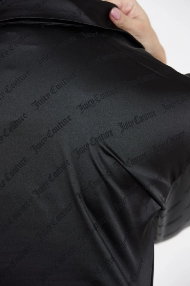 JUICY COUTURE Black satin logo pajama shirt