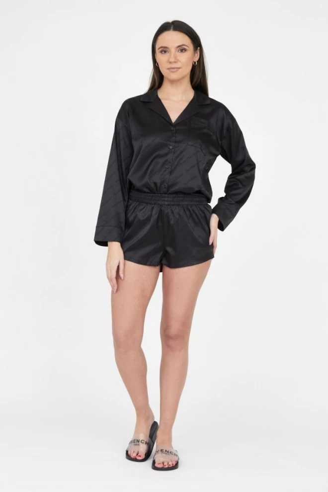 Чорні атласні піжамні шорти з логотипом JUICY COUTURE