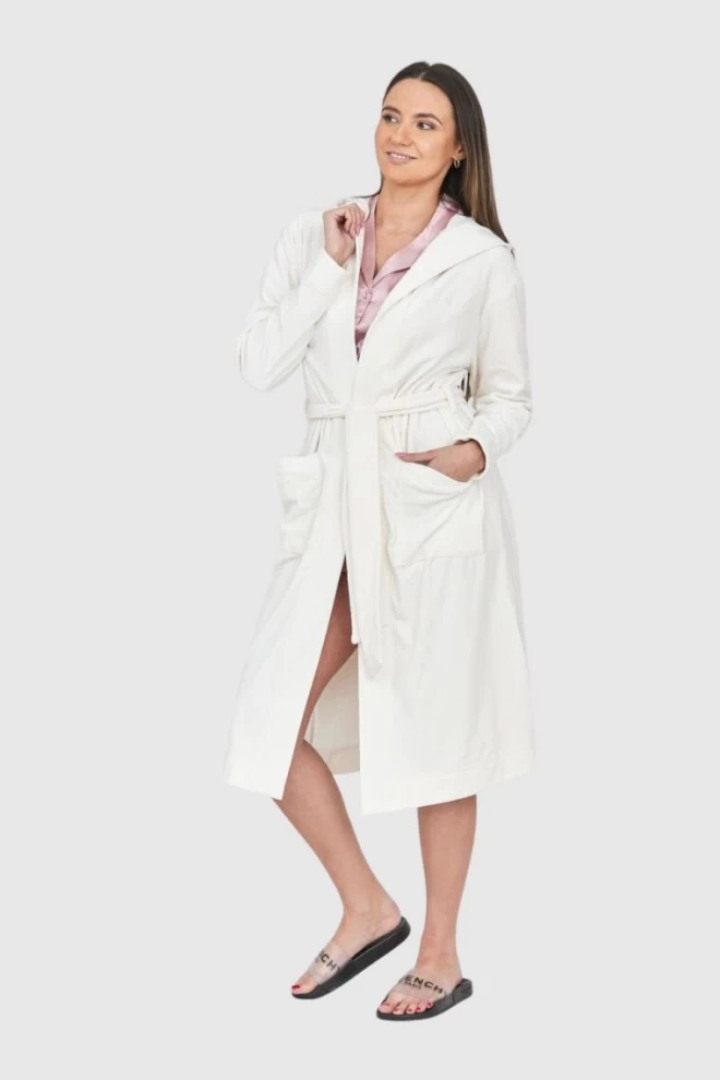 JUICY COUTURE Welurowy szlafrok w logo z kapturem