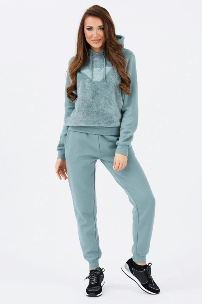 EMPORIO ARMANI Zielona pluszowa bluza damska