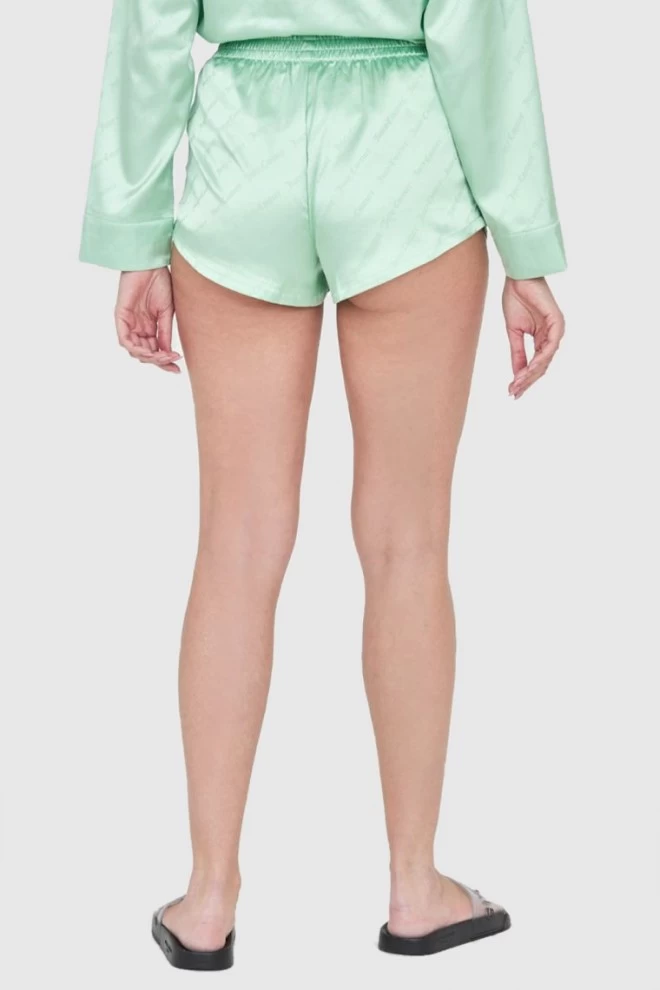 JUICY COUTURE Green satin logo pajama shorts