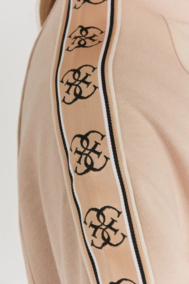 GUESS Beżowa bluza damska z lampasami w logo