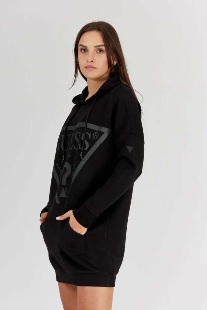 GUESS Women's long black hooded sweatshirt