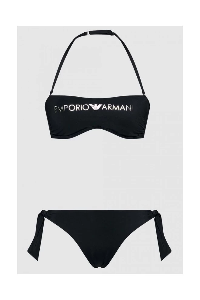 EMPORIO ARMANI Wiązane bikini ze srebrnym logo