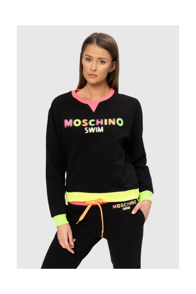MOSCHINO Czarna bluza z neonowym logo