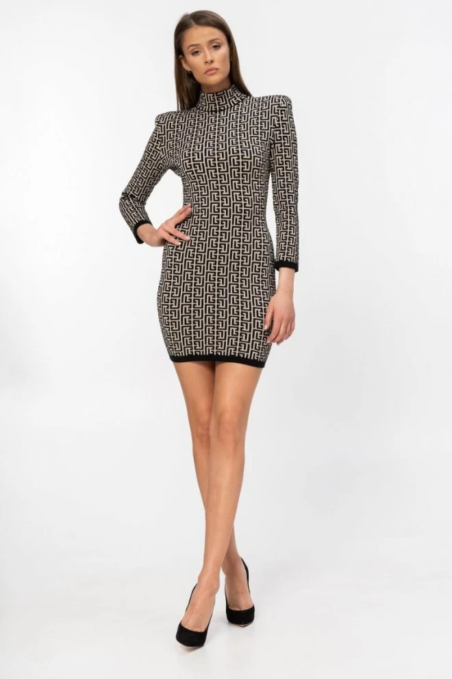 BALMAIN Sukienka w czarny monogram