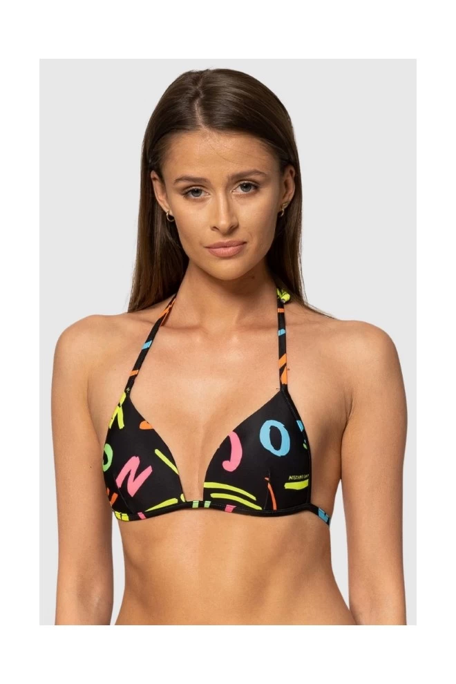 MOSCHINO Black bikini top in neon letters
