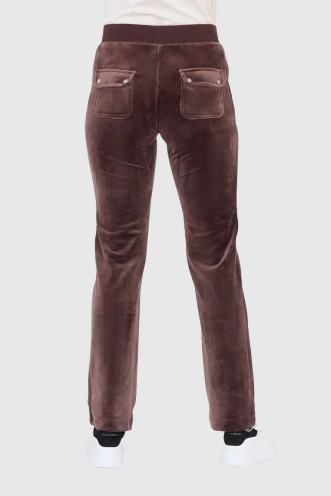 JUICY COUTURE Brązowe spodnie dresowe z weluru