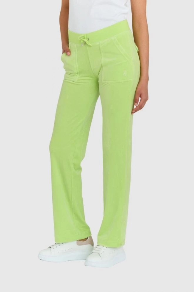 JUICY COUTURE Classic velour del ray sweatpants in light green color