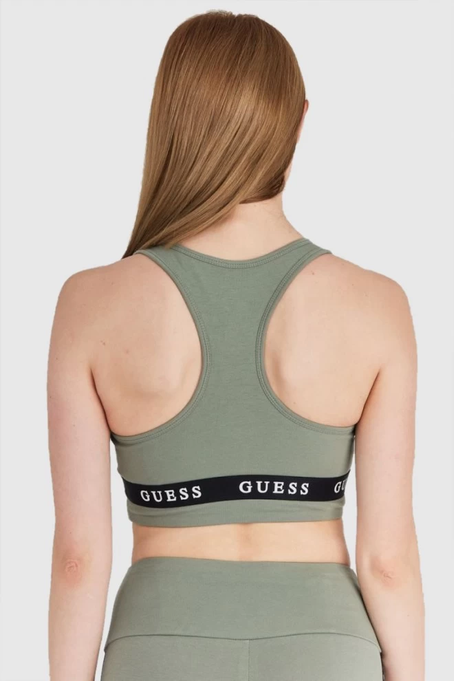 Спортивний топ з зеленим логотипом GUESS
