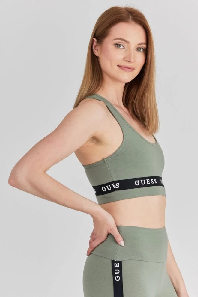 GUESS Zielony top sportowy z logo