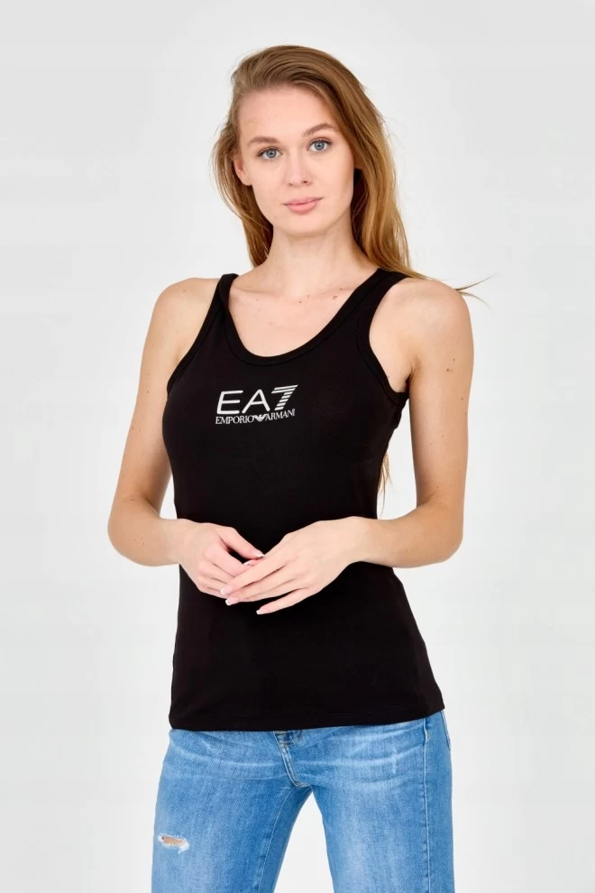 EA7 Black strapless top with silver logo