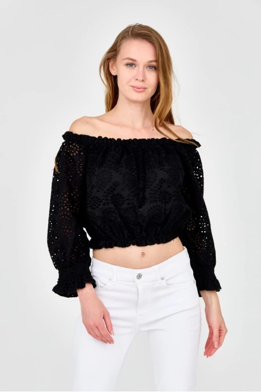 GUESS Damski czarny crop top
