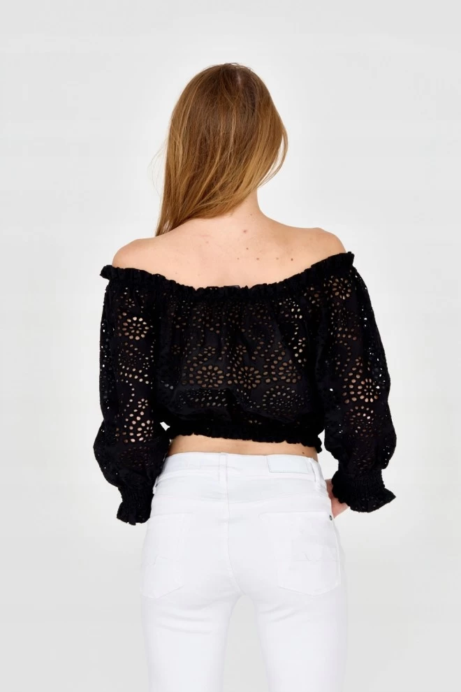 GUESS Damski czarny crop top