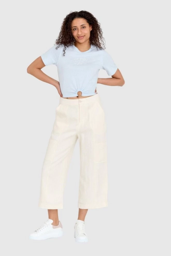 GUESS Cream linen pants for women