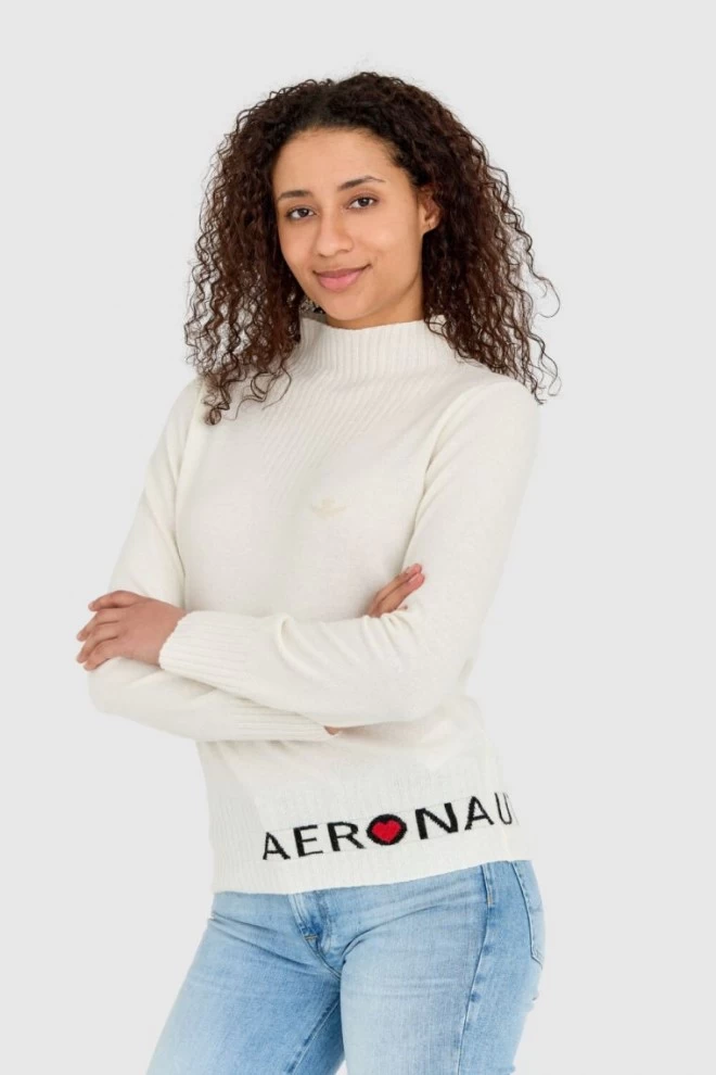 AERONAUTICA MILITARE Cream cashmere blend women's sweater