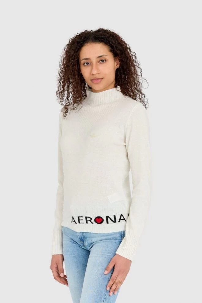 AERONAUTICA MILITARE Cream cashmere blend women's sweater