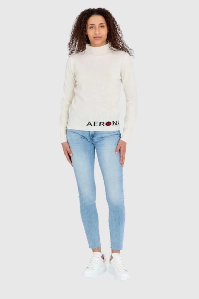 AERONAUTICA MILITARE Cream cashmere blend women's sweater