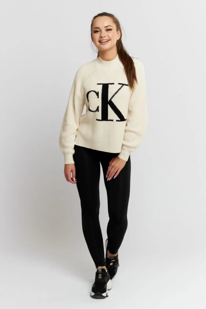 CALVIN KLEIN JEANS Sweter damski w kolorze ecru