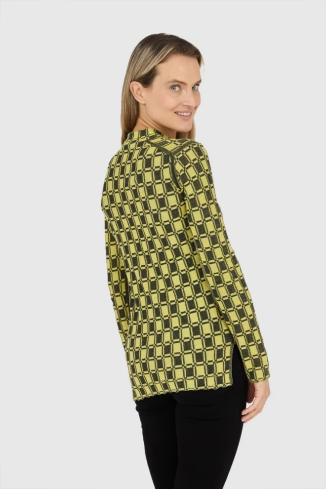 KENZO Dopasowany żółty sweterek w kratkę vichy