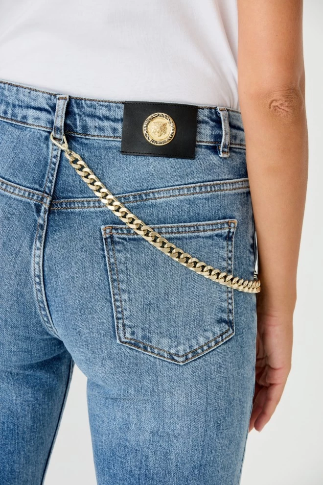 JUST CAVALLI Błękitne jeansy Super Slim Chain