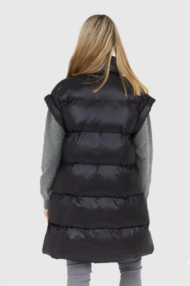 BLAUER Długi czarny bezrękawnik damski Daisy