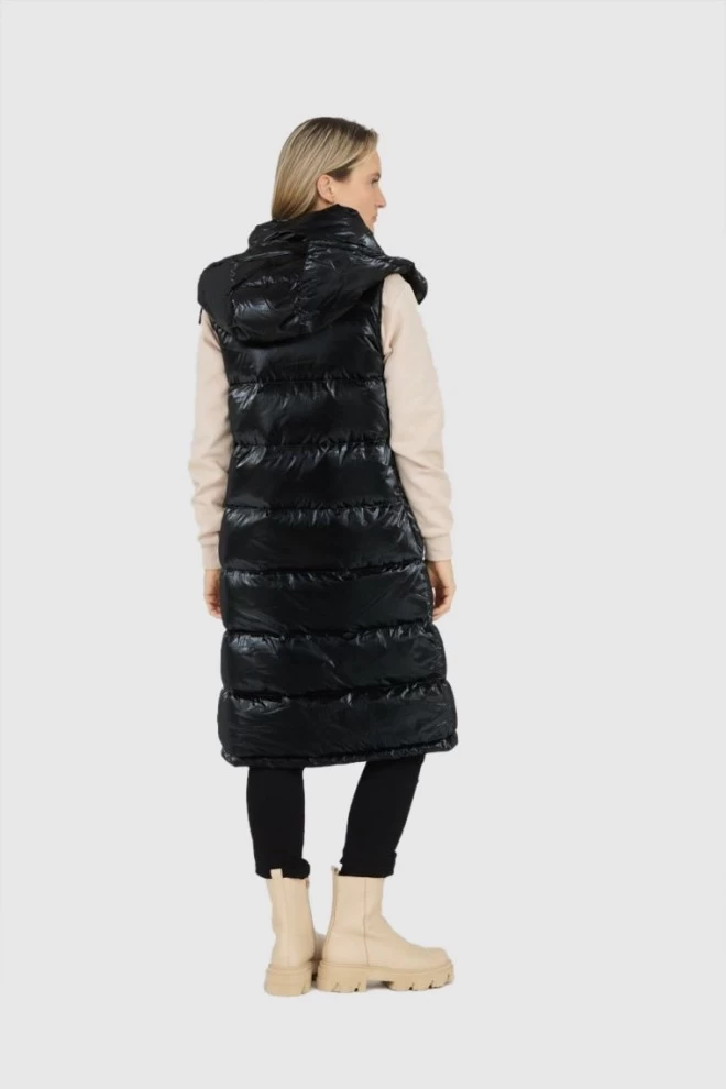 BLAUER Długi błyszczący bezrękawnik puchowy Erika