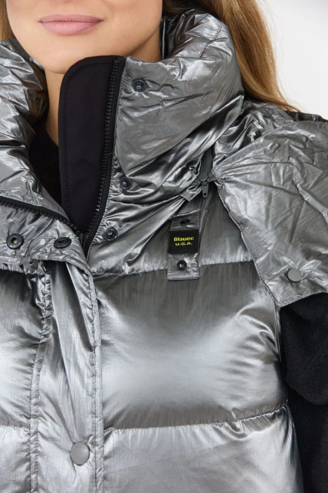 BLAUER Long silver down sleeveless jacket Erika