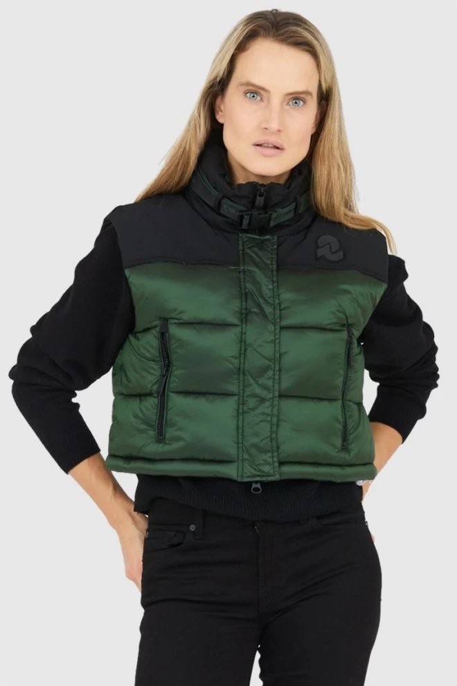 INVICTA Zielony puchowy krótki bezrękawnik damski