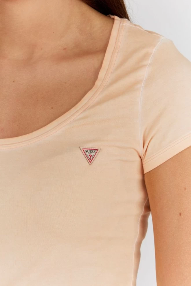 GUESS Women's peach t-shirt with wash effect