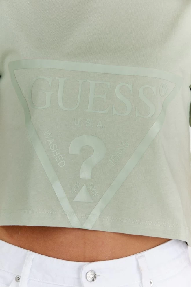GUESS Women's short green t-shirt with logo