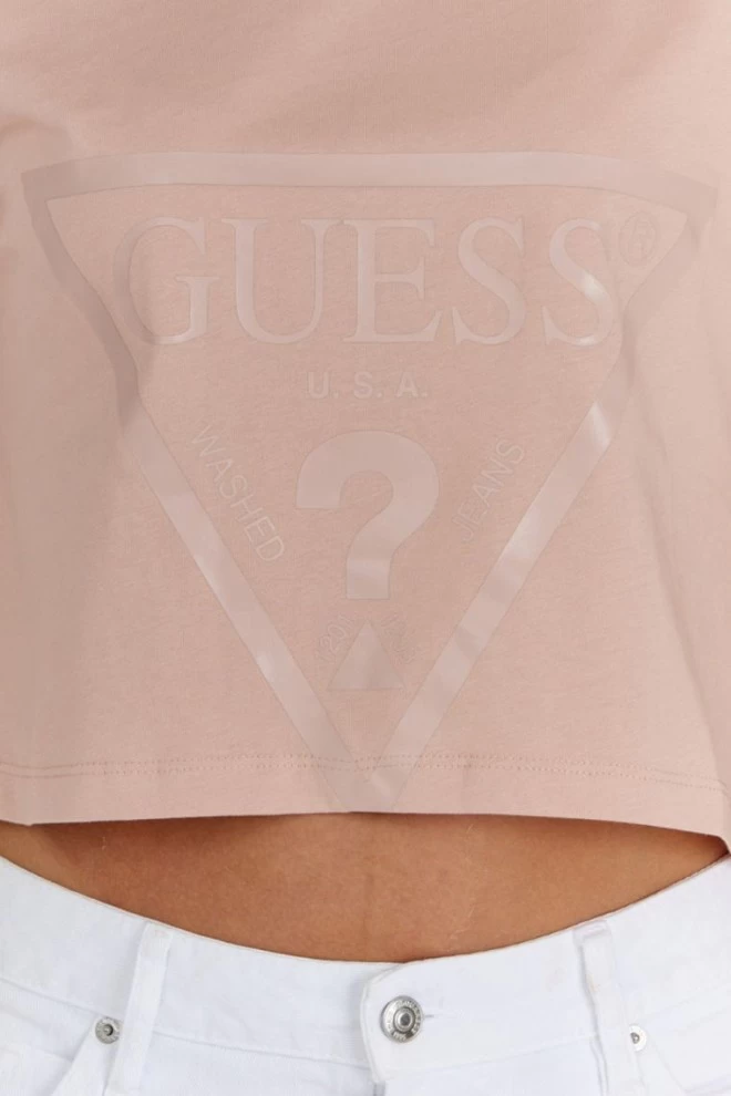 GUESS Women's short pink t-shirt with logo