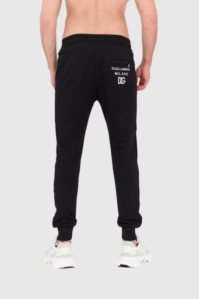 DOLCE & GABBANA Black sweatpants with embroidered logo