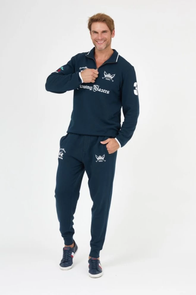 LA MARTINA Navy blue sweatpants with embroidered logo