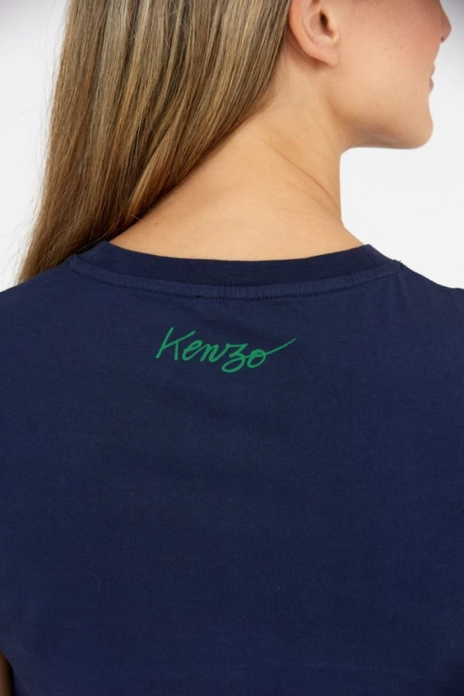 KENZO Women's navy blue poppy t-shirt