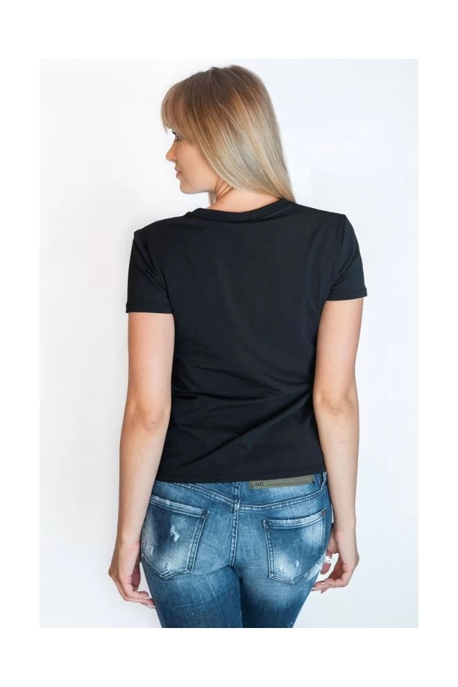 MOSCHINO SWIM T-shirt damski czarny złote duże logo