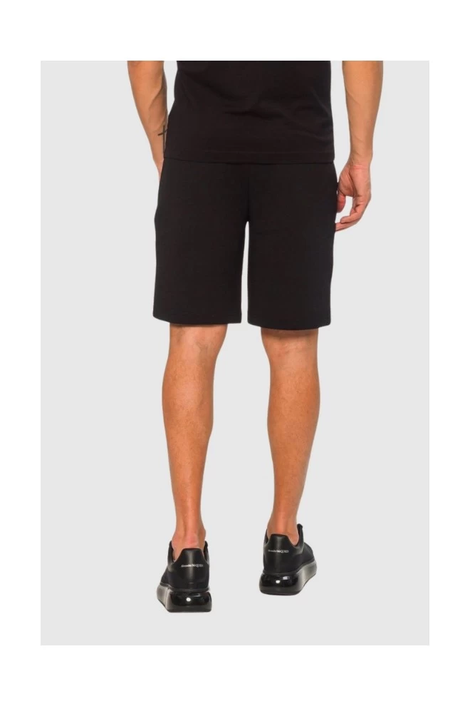 EMPORIO ARMANI Czarne bawełniane szorty z wyszywanym logo