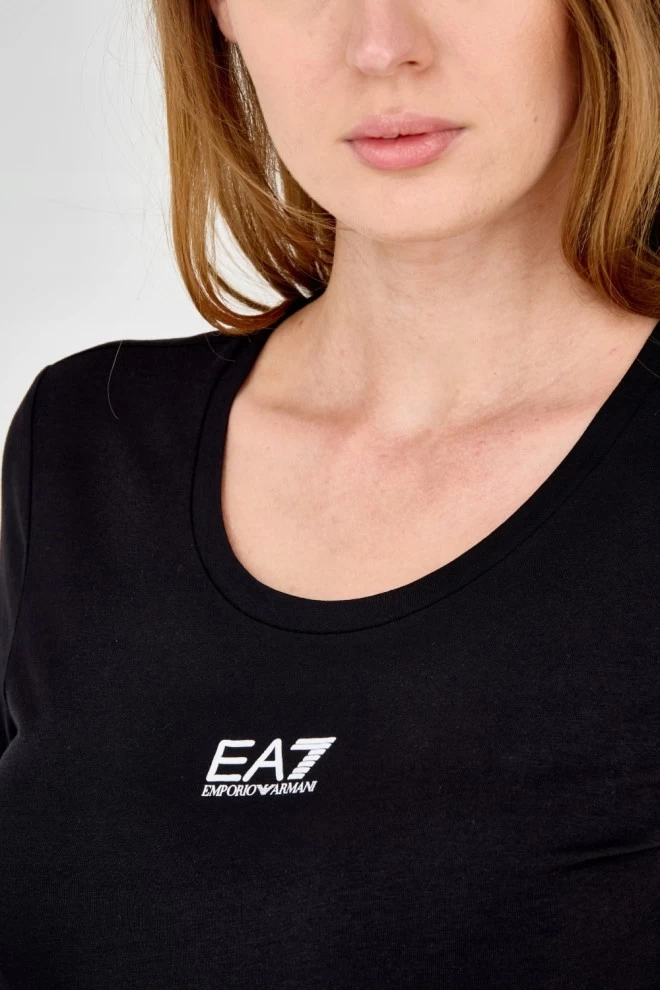 EA7 Damski t-shirt czarny z logo na środku