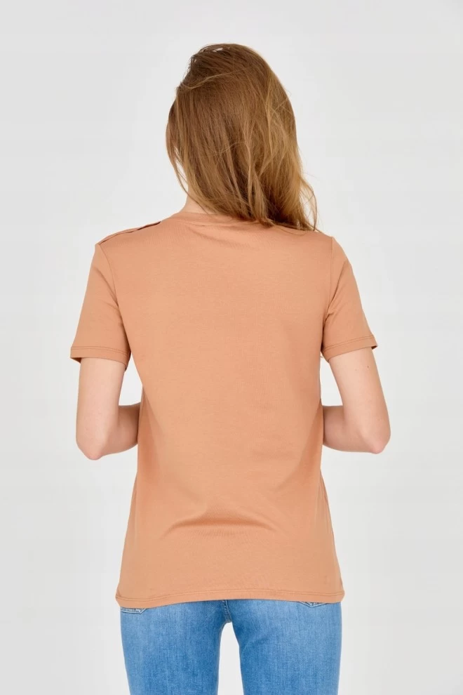 BALMAIN Brązowy damski t-shirt z guzikami