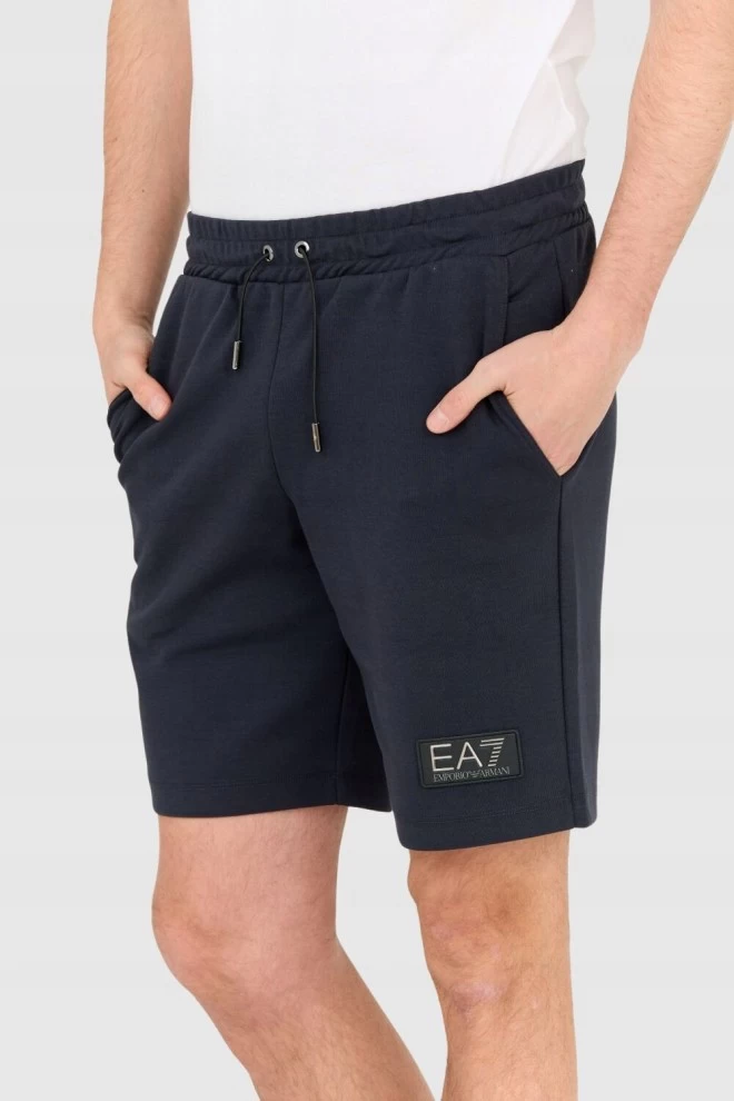 EA7 Navy blue men's sweat shorts