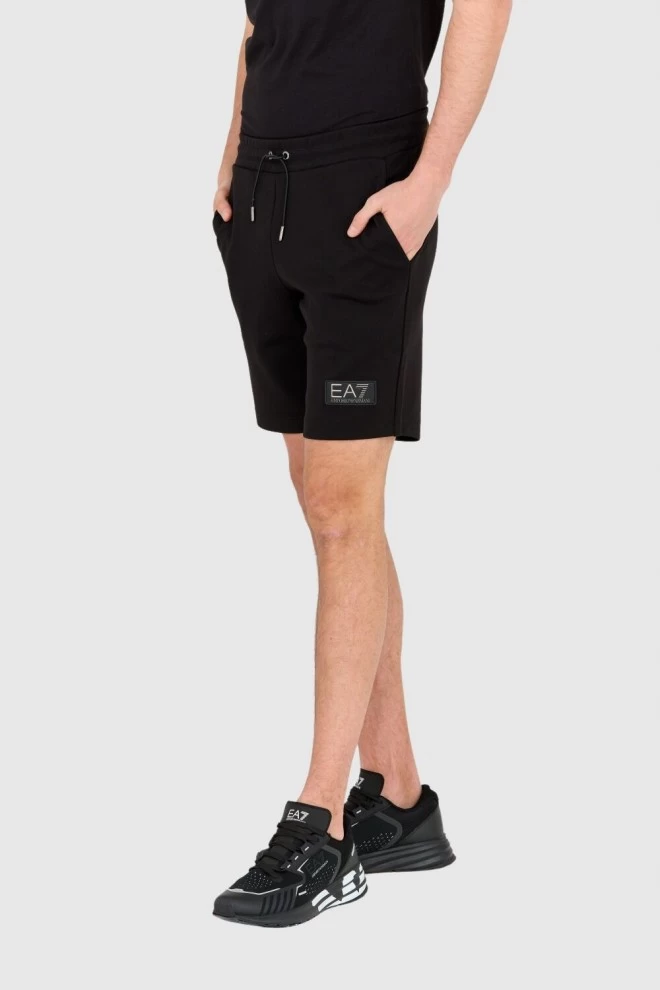 EA7 Men's short black shorts with patch