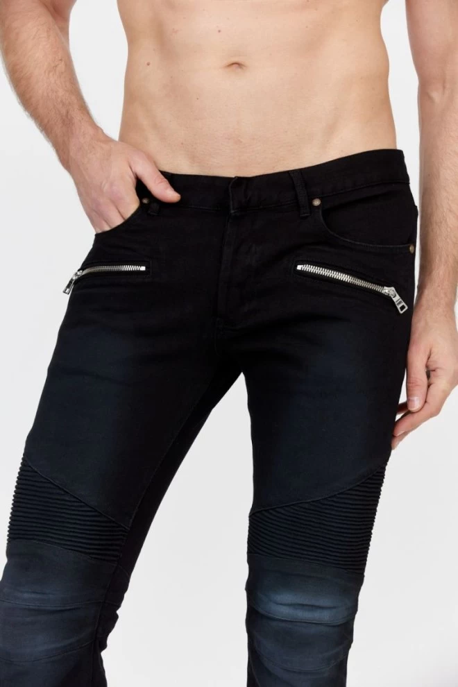 BALMAIN Black men's jeans with white logo
