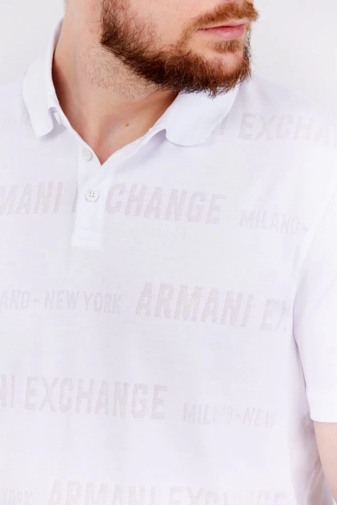 ARMANI EXCHANGE Біла чоловіча сорочка-поло з логотипом