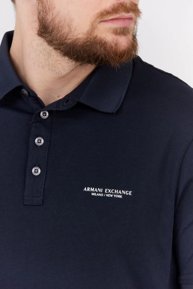 ARMANI EXCHANGE Сорочка-поло темно-синього кольору з білим логотипом