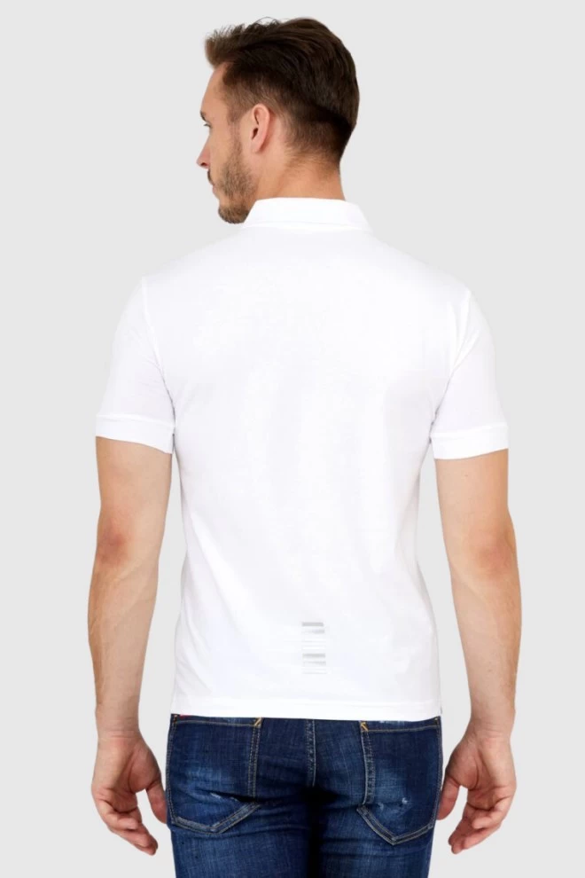 EA7 White polo shirt with silver logo